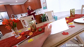 Stepdaughter Is Under The Table Sucking Cock While He Talks With Wife - Khloe Kapri