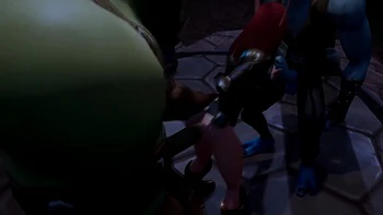 Elf double teamed by an Ork and a Troll