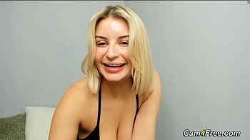 Thick British Blonde Teases with Dildo in Her Pussy and Mouth