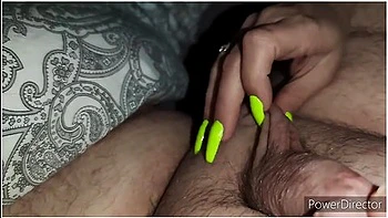 I Give Him An Atomic Radiation Handjob With My Neon Yellow Long Nails *sticky Cum On His Own Face