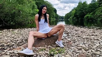 Nicky Brill Outdoor Nude Pussy Gaping and Peeing in Park