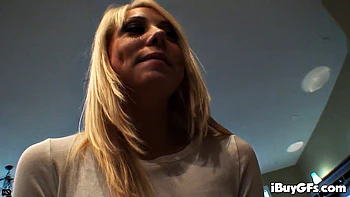 Busty blonde is felt up and her erect nipples licked