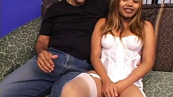 Busty Asian teen slut rides fat cock