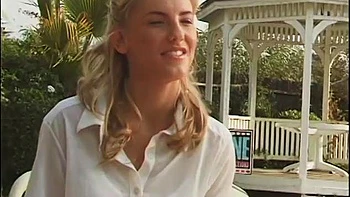 Cute blonde teen pounded hard on her bed