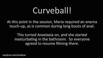 Accidental dirty ass to mouth between two girls leads to big ass MILF getting a corrective face fucking in the bathroom after her enema