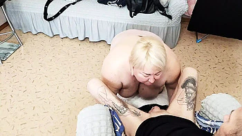 Zona901 Jerks Off Dick and Sucks Neighbor's Cock Till Cumshot in Homemade Russian MILF Blowjob