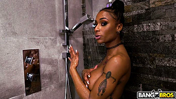 Shower With Sexy Ebony Stepdaughter