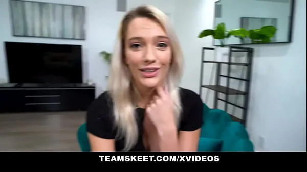 Stepdaughter Kenna James foot fucks stepdad after work