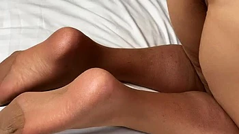 Mature British MILF Shows Big Natural Tits & Feet in Old Tan Pantyhose Homemade Video