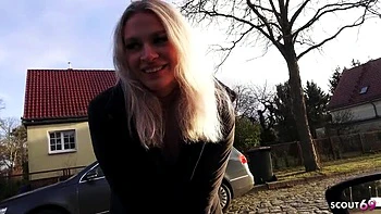 German Blonde Teen Lisa Public Car Blowjob & Risky Fuck with Cum in Mouth