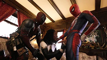 Hot ebony chick Ana Foxxx in a comic book scene