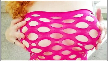 Naughty Stepsister Teases Stepbrother And Oils Her Milk White Tits. Then Her Pink Dildo!