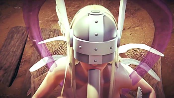 Angewomon Deepthroat Blowjob : Digimon Hentai Parody