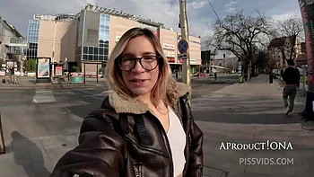 Wetting Her Jeans On The Streets Of Budapest