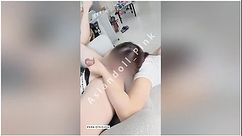 Korea Girl Shakes Her Milky Boobs On Top Of Her Boyfriend