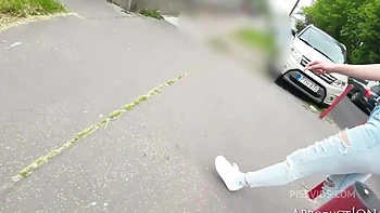 Linda Leclaire Wetting Jeans On The Street