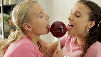Two cute girls, Dana and Vasilisa, had fun with a vibrator and tongues