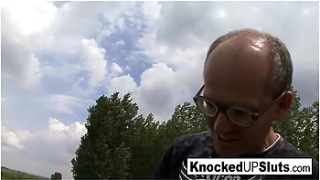 Knocked Up Slut Takes Care Of A Cock Outdoors