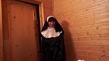 Stunning nun feels my big raging boner