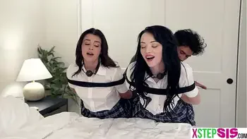Bondage for teen stepsister Kylie Rocket and her friend Cecelia Taylor