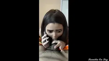 My step Sister-in-Law is my Whore She Sucks My Cock While Talking to Her Husband on the Phone NTR