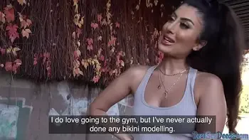 Curvy brunette beauthy gets picked up in public and fucked