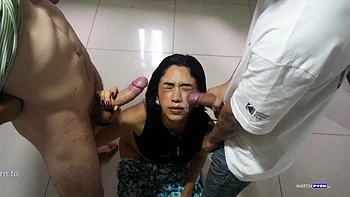 8 man Bukkake Cumwalk Facial