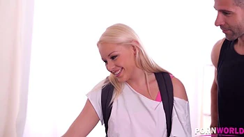 Sweet and sexy bombshell Lola Taylor gets two veiny cocks up her pink & ass GP929