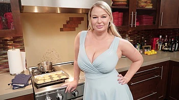 Blonde milf London River seduces her man with her big tits in lingerie