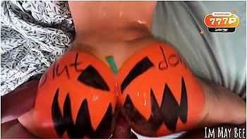 The Local Slut Gets Fucked By The Whole Town On Halloween