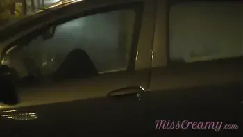 Sharing my slut wife with a stranger in car in front of voyeurs in a public parking lot - MissCreamy