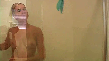 Teasing blonde fondles her pretty titties in POV