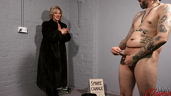 A couple watches Harli May take off her bra and panties through a camera