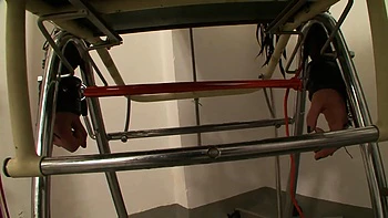 Dominating pussy penetrated foot stretching