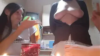 Swedish lesbian family romantic dinner turns into sex - Lesbian Illusion Girls