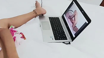 Little Angel - My Skinny Neighbour Girl Watching My Porn And Masturbating