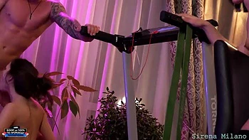 SIRENA MILANO leads an ORGY on sport gym. GROUP SEX with molten nymphs and hefty