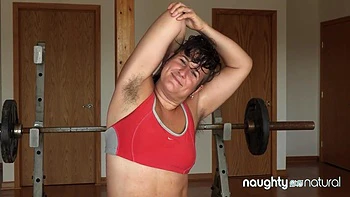 Babe Sweaty Workout With Hairy Goodies