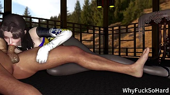 3D Horny Slut Asian Whore with Sexy Pantyhose Cheating with Big Cock