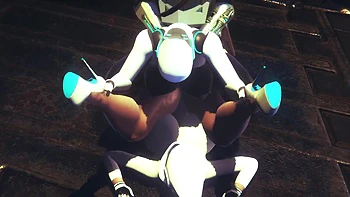 Din Djarin having fun with 2 Haydee robots: Starwars the Mandalorian & Haydee Crossover parody