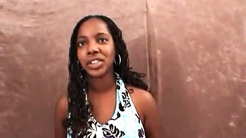 Ebony slut sucks and jerks off cock in POV