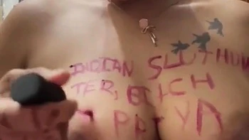 Indian Slut Hunter - : Desi Beautiful And Busty Randi Slut Priya Fingers Her Pussy And Writes My Name On Her Boobs