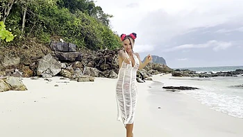 Monika Fox Swims In Sea And Fucks Pussy With A Big Dildo On A