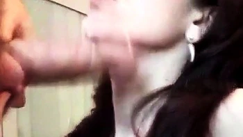 Hot Cougar Mom Deepthroats and Swallows