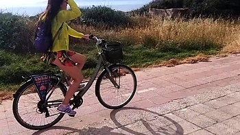 Public Nudity Up-Skirt, No Panties Bike Ride