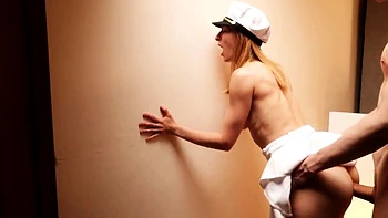 Hardcore anal with petite Russian waitress on a liner