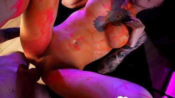 Body painting session ends up with deep penetration