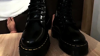 Dr Martens boots smashing slave balls on the Cockbox by