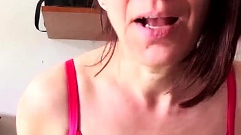 Busty brunette foot fetish and footjob in nylons