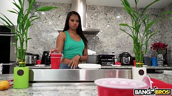 Blasian Maid Swallows my Cock